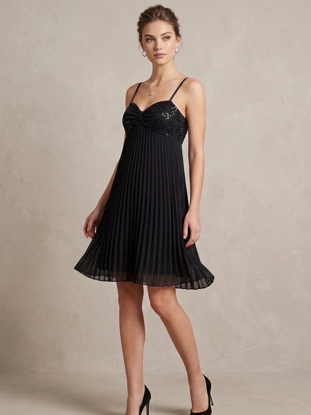 Elegant Black Pleated Dress